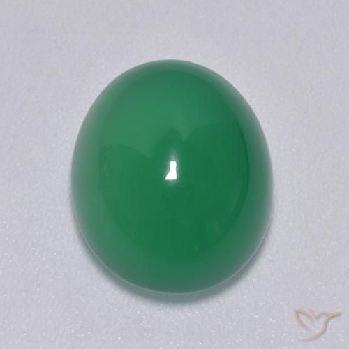 8.01ct 天然 ミディアムグリーン 瑪瑙, 楕円形, 半透明