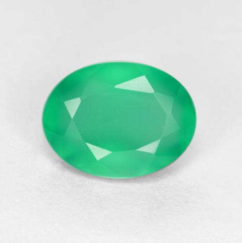 1.12カラットの天然薄いバジルグリーンアゲート（7.9×6 mm・オーバルカット）