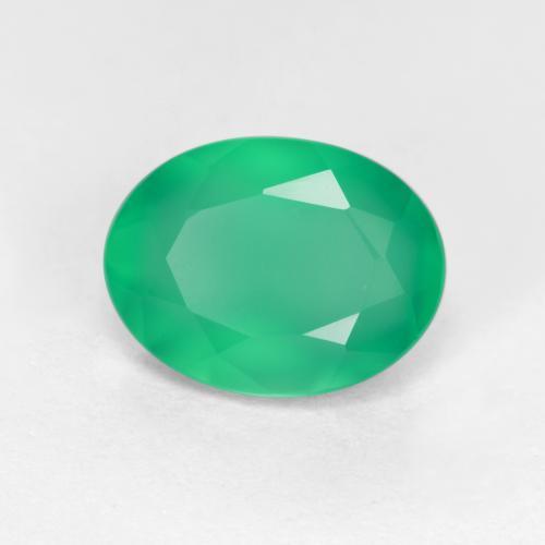 1.12カラットの天然薄いバジルグリーンアゲート（7.9×6 mm・オーバルカット）
