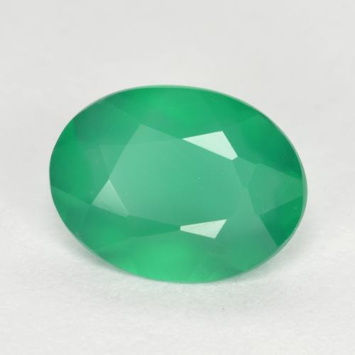 1.04カラットの天然ミディアムグリーンアゲート（8.1×6.1 mm・オーバルカット）