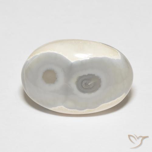 18.84ct 天然 マルチカラーホワイト 瑪瑙, 楕円形, オペーク