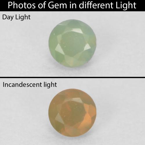 0.06カラットの天然非常に薄い緑アレキサンドライト（2.12 mm・ラウンドカット）