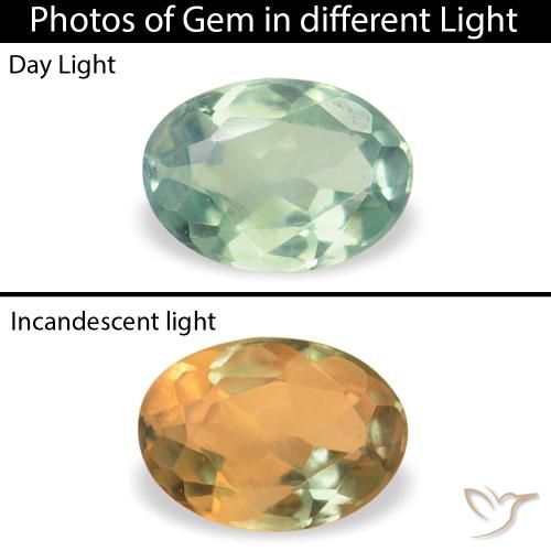 0.07ct 天然 薄いミントグリーン アレキサンドライト, 楕円形, VVS-VS
