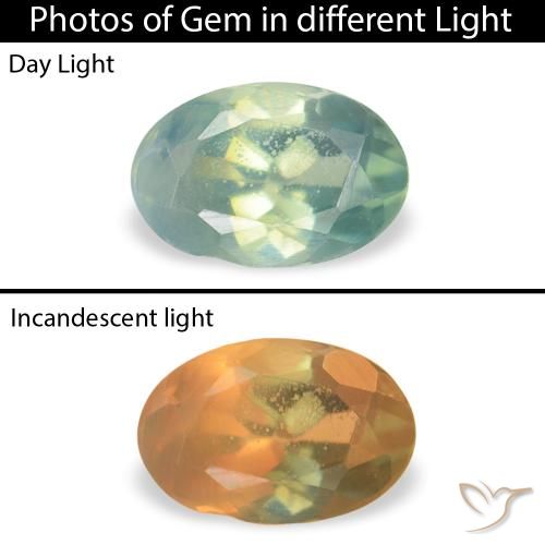 0.08ct 天然 クールグリーン アレキサンドライト, 楕円形, VVS-VS