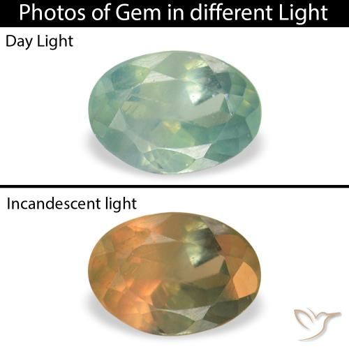 0.10ct 天然 薄いミントグリーン アレキサンドライト, 楕円形, VVS-VS