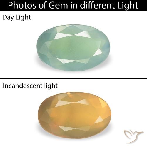 0.34ct 天然 薄いミントグリーン アレキサンドライト, 楕円形, VS-SI