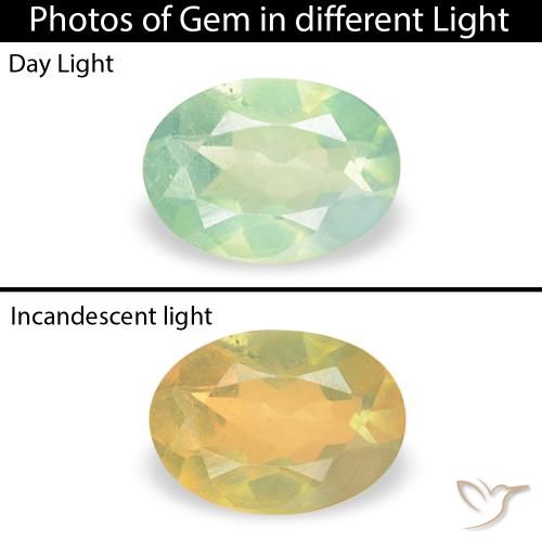 0.18ct 天然 薄いイエローグリーン アレキサンドライト, 楕円形, VVS-VS