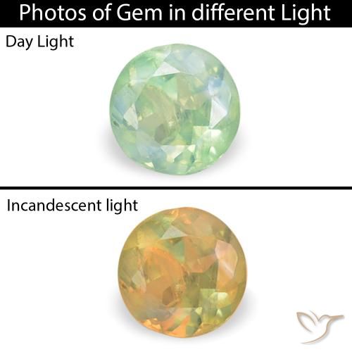 0.11ct 天然 ライトグリーン アレキサンドライト, ラウンド, VS-SI