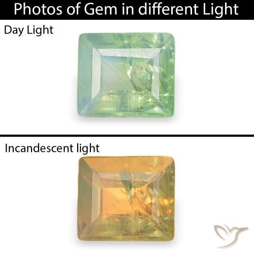 0.15ct 天然 非常に薄い黄緑 アレキサンドライト, バゲット, SI