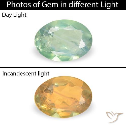 0.07ct 天然 非常に薄い黄緑 アレキサンドライト, 楕円形, VS-SI