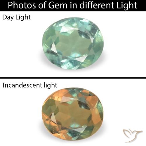 0.15ct 天然 薄いシーグリーン アレキサンドライト, 楕円形, VS