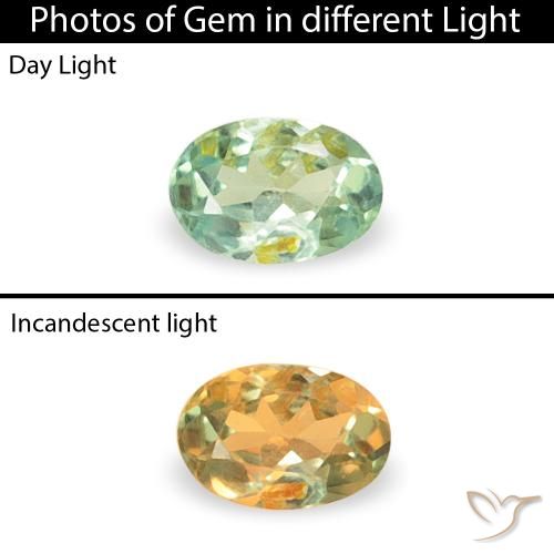 0.05ct 天然 薄いイエローグリーン アレキサンドライト, 楕円形, VS
