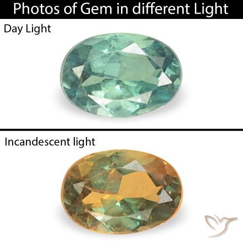 0.14ct 天然 青みがかったグリーン アレキサンドライト, 楕円形, VS