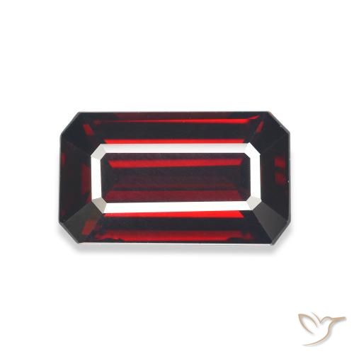 7.60ct 天然 ディープレッド アルマンディンガーネット, エメラルドカット, VVS-VS