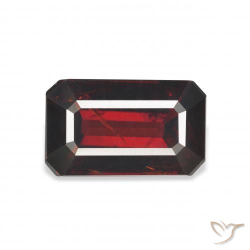 5.94ct 天然 黒がかった赤 アルマンディンガーネット, エメラルドカット, VS-SI