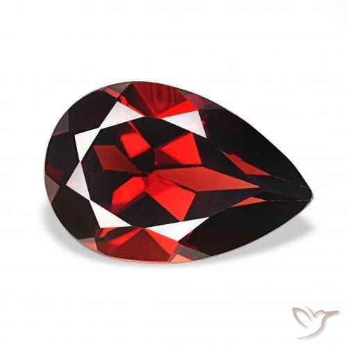 3.43カラットの天然ディープレッドアルマンディンガーネット、洋梨の形、VVS-VS