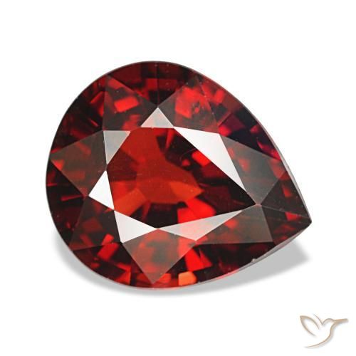 2.59カラットの天然ダークレッドアルマンディンガーネット（9.6×8.1 mm・洋梨の形）