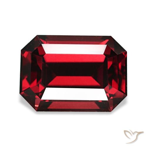 3.40カラットの天然ディープレッドアルマンディンガーネット（9.8×7 mm・エメラルドカット）