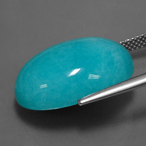 15.91カラットの天然青緑アマゾナイト、オーバルカット、オペーク