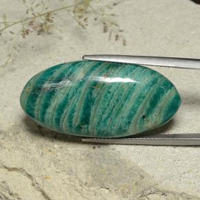 33.11カラットの天然青みがかったグリーンアマゾナイト、オーバルカット、オペーク