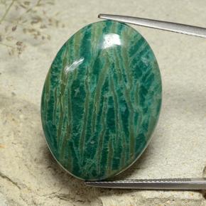 40.90カラットの天然ミディアム青みがかった緑アマゾナイト、オーバルカット、オペーク