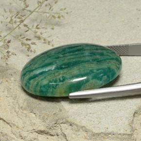 40.90カラットの天然ミディアム青みがかった緑アマゾナイト、オーバルカット、オペーク