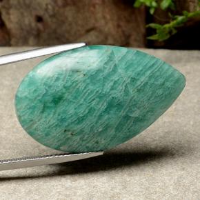26.17カラットの天然ミディアム青みがかった緑アマゾナイト、洋梨の形、オペーク