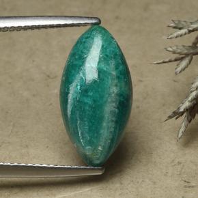 5.62カラットの天然ディープグリーンアマゾナイト、マーキス、オペーク