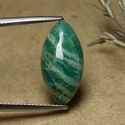 6.82ct 天然 パイングリーン アマゾナイト, マーキーズ, オペーク
