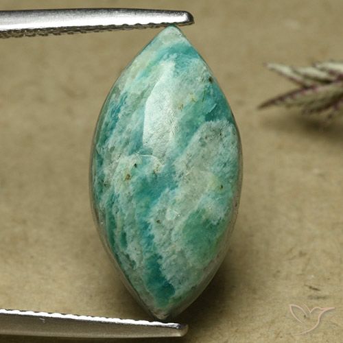 6.84ct 天然 パイングリーン アマゾナイト, マーキーズ, オペーク