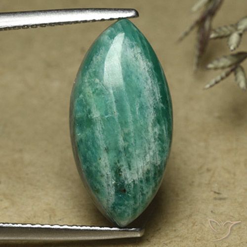 7.74ct 天然 ミディアムグリーン アマゾナイト, マーキーズ, オペーク