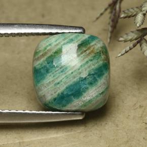 3.95カラットの天然パイングリーンアマゾナイト、クッションカット、オペーク