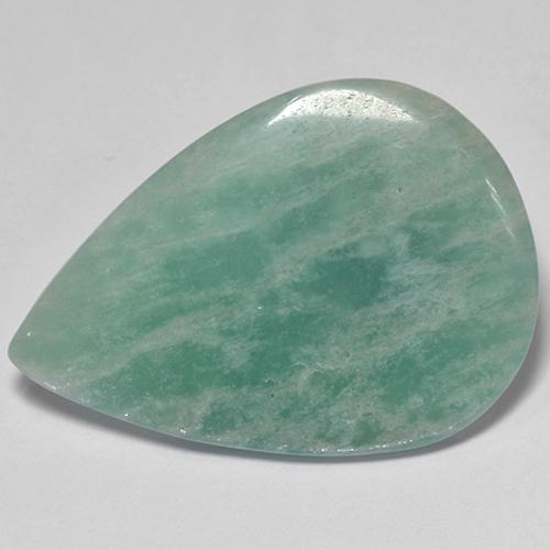 17.50カラットの天然青みがかった緑アマゾナイト（30×21.1 mm・洋梨の形）