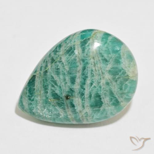 37.97ct 天然 クールグリーン アマゾナイト, 洋梨の形, オペーク
