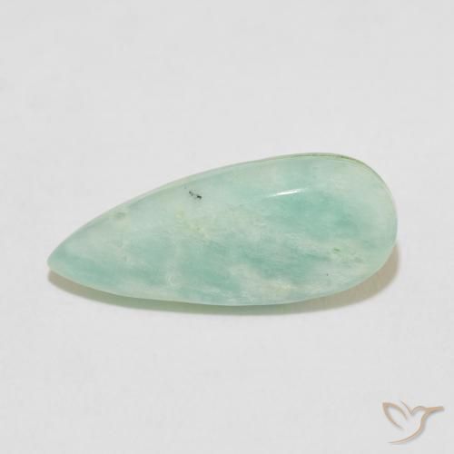 5.27ct 天然 薄いシーグリーン アマゾナイト, 洋梨の形, オペーク