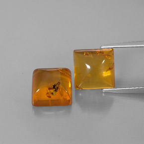 カラットの天然イエローオレンジ琥珀（アンバー）（8×8 mm・透明）