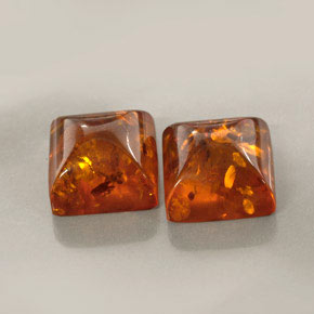 カラットの天然イエローオレンジ琥珀（アンバー）（8×8 mm・透明）