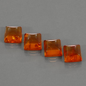 カラットの天然イエローオレンジ琥珀（アンバー）（8×8 mm・透明）