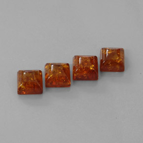 カラットの天然イエローオレンジ琥珀（アンバー）（8×8 mm・透明）