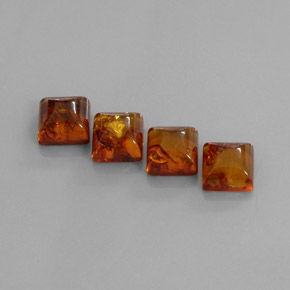 カラットの天然イエローオレンジ琥珀（アンバー）（8×8 mm・透明）