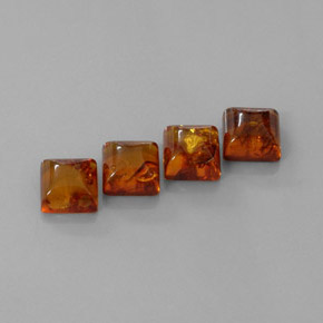 カラットの天然イエローオレンジ琥珀（アンバー）（8×8 mm・透明）