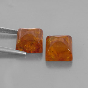 カラットの天然イエローオレンジ琥珀（アンバー）（8×8 mm・透明）