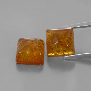 カラットの天然イエローオレンジ琥珀（アンバー）（7.9×7.9 mm・透明）