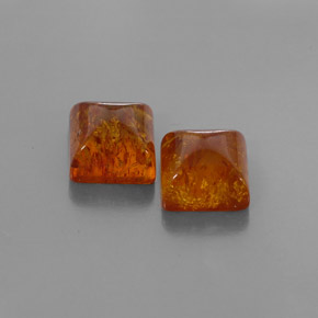 カラットの天然イエローオレンジ琥珀（アンバー）（8×8 mm・透明）
