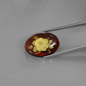 3.92カラットの天然イエローオレンジ琥珀（アンバー）（18×13.2 mm・透明）