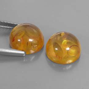 カラットの天然イエローオレンジ琥珀（アンバー）（9.60 mm・透明）