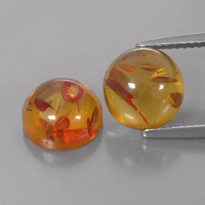 カラットの天然イエローオレンジ琥珀（アンバー）（9.44 mm・透明）