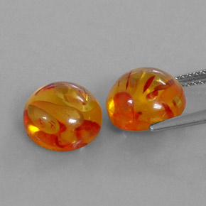 カラットの天然イエローオレンジ琥珀（アンバー）（9.59 mm・透明）