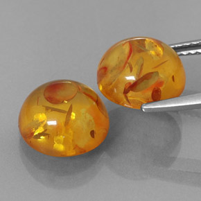 カラットの天然イエローオレンジ琥珀（アンバー）（9.62 mm・透明）