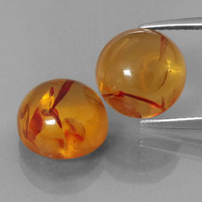 カラットの天然イエローオレンジ琥珀（アンバー）（9.50 mm・透明）